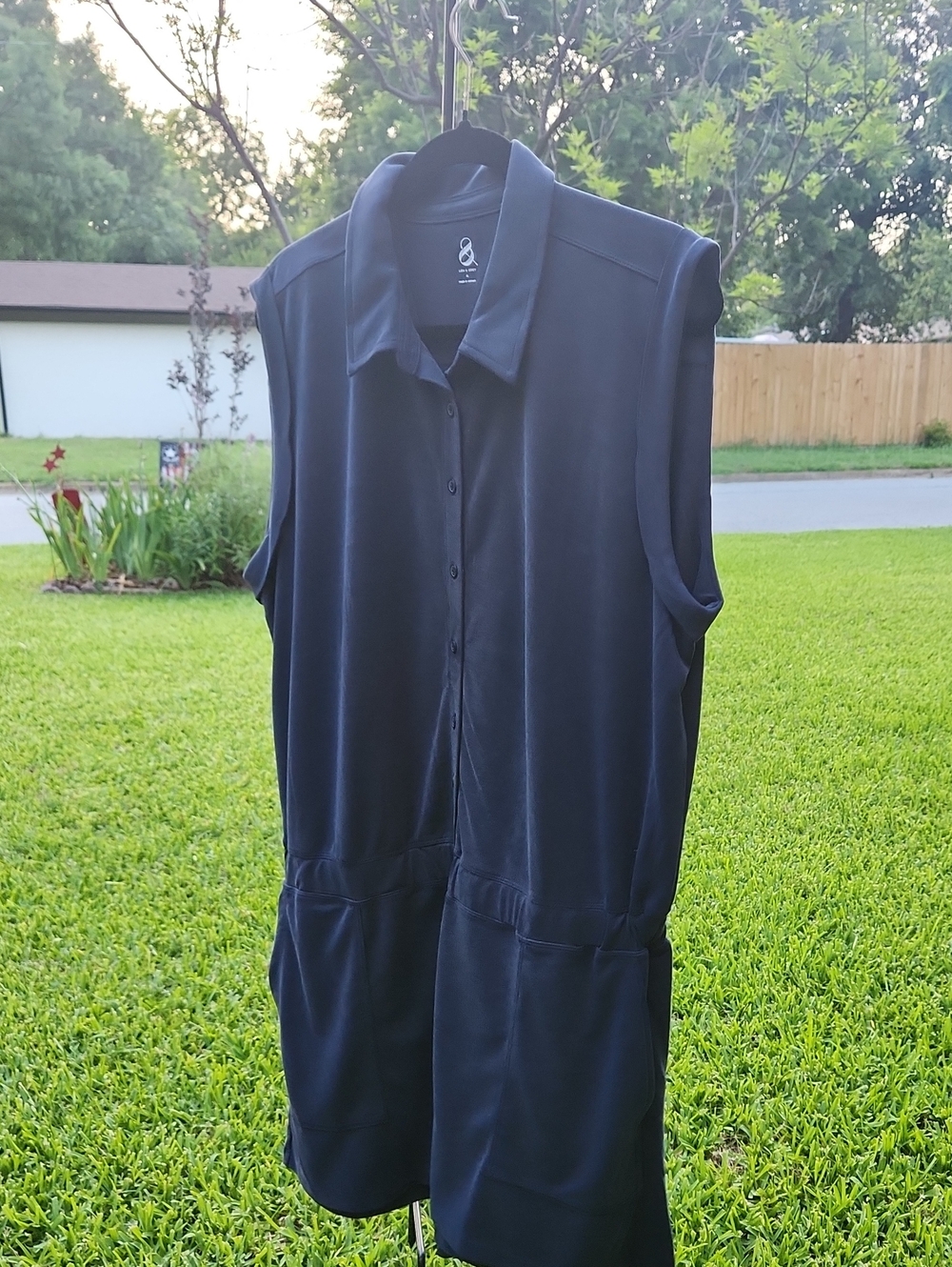Lou & Grey Sleeveless Dark Navy Button-Front Jumpsuit